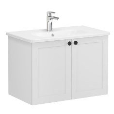 Vitra Root Classic 68716 Lavabo Dolabı, Kapaklı, 80 Cm, Mat Açık Gri, Yuvarlak Lavabolu